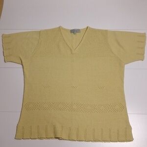 Vintage Titicos knit t-shirt yellow with  cute pattern. Woman XL